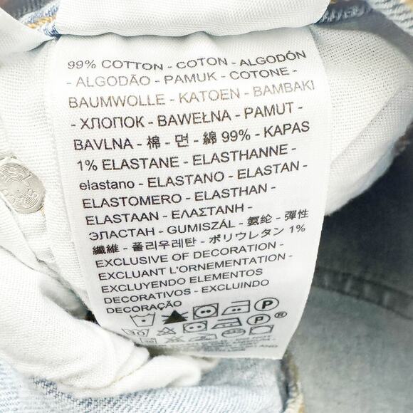 Levi's 501 Button Fly Shorts Light Wash Denim Jeans Ripped Leg Cutoff Size 28 - Picture 5 of 8